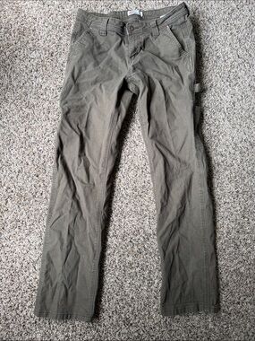 Dickies Women’s FLEX Relaxed Straight Fit Duck Carpenter Pants - Olive - Size 4R